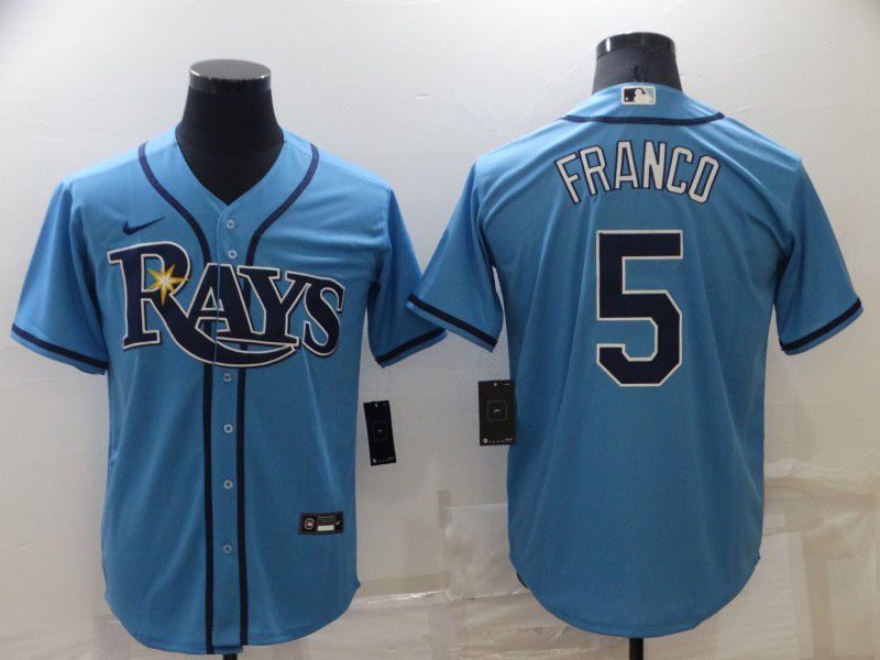 Men Tampa Bay Rays 5 Franco Light Blue Game Nike 2022 MLB Jersey